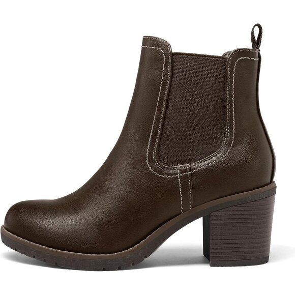 Mysoft Ankle Boote Women Block Polyurethane Chunky Stacked Heel Booties - Picture 1 of 6